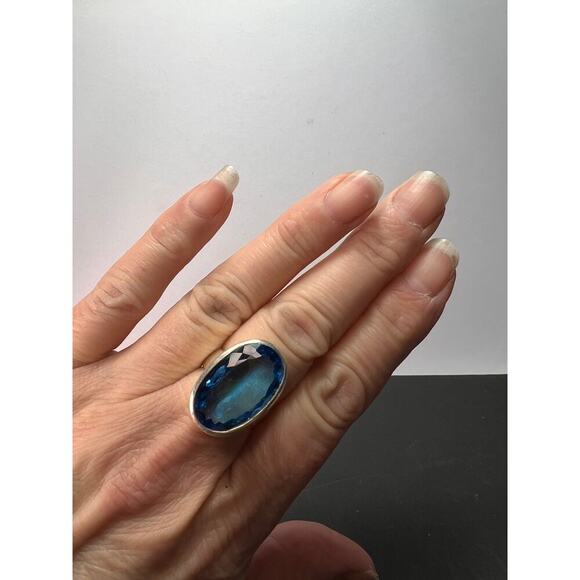 NEW Swiss Blue Topaz sterling silver ring size 7 / 11.79 grams - Picture 4 of 11